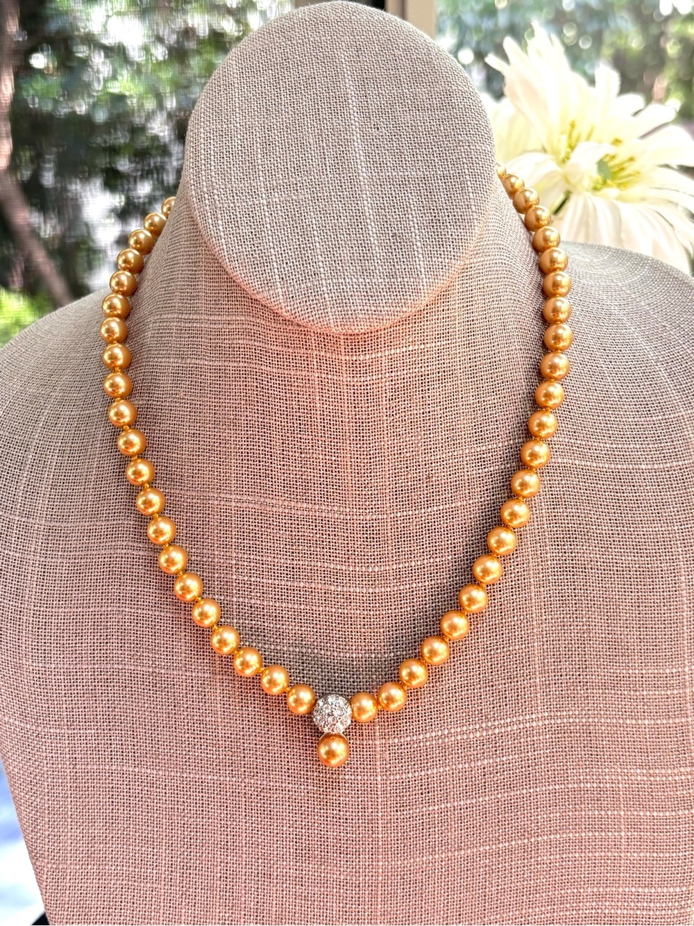 Kissaka Vintage Pearl and Rhinestone Necklace